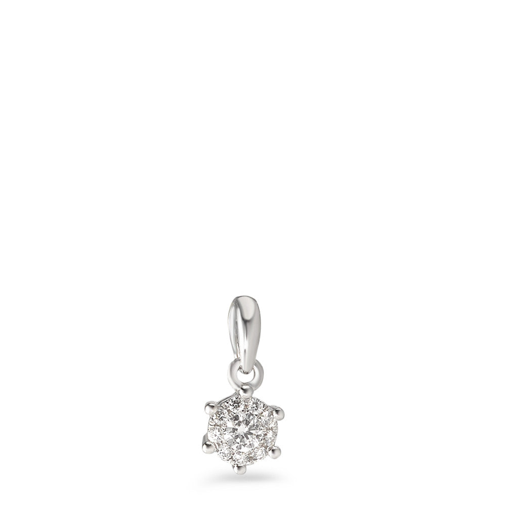 Pendentif Or blanc 18K Diamant 0.085 ct, 10 Pierres, w-si Ø4.5 mm