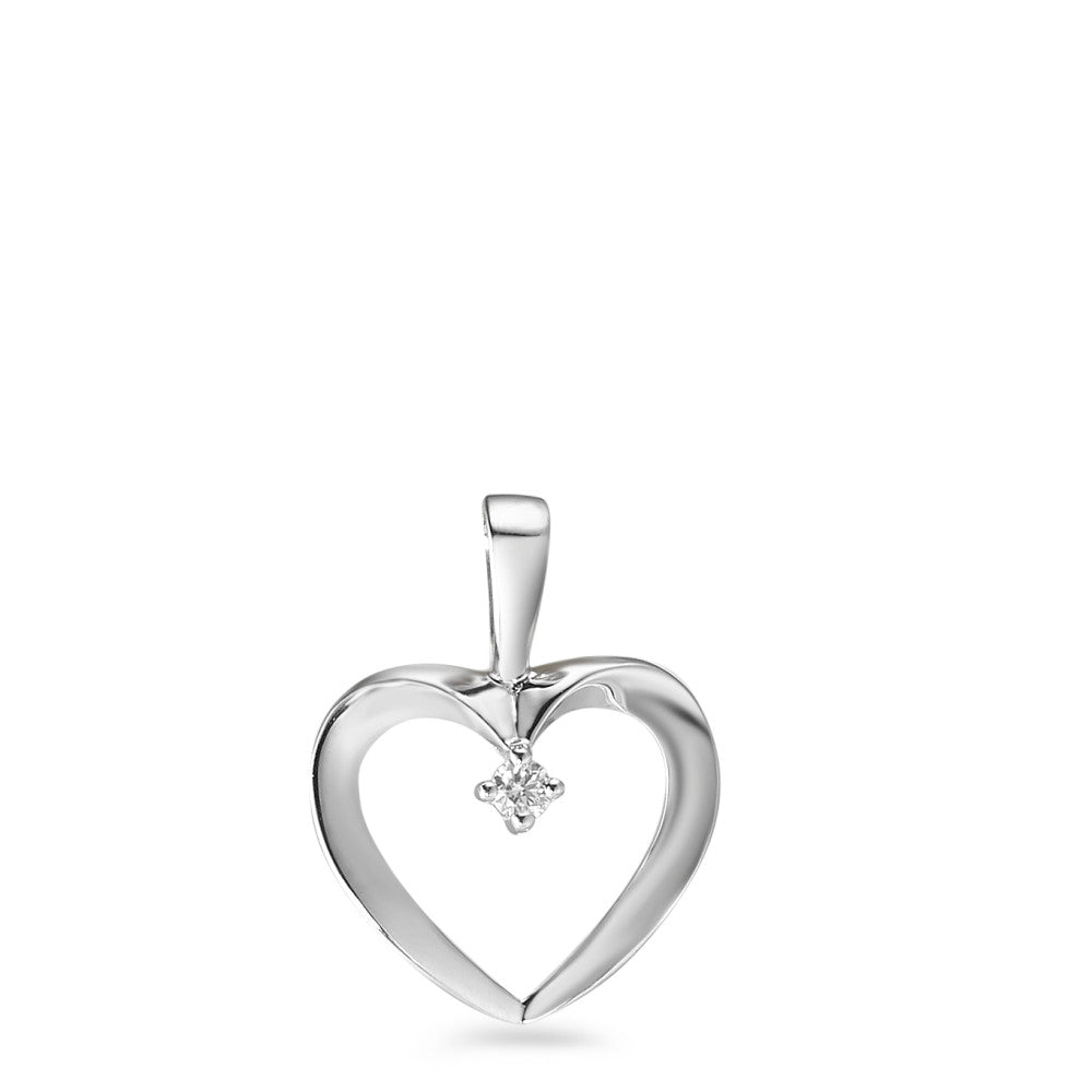 Pendentif Or blanc 18K Diamant 0.02 ct, w-si Coeur Ø12 mm