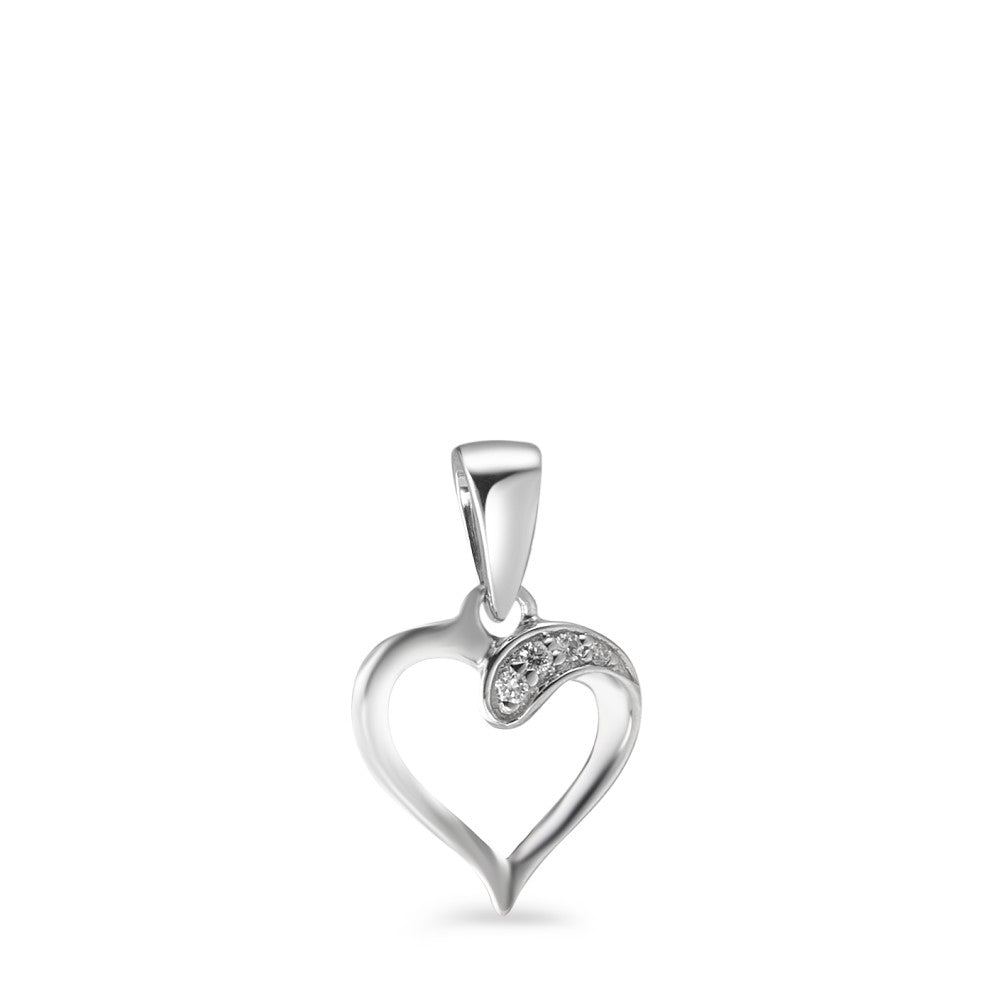 Pendentif Or blanc 18K Diamant 0.015 ct, 4 Pierres, w-si Coeur Ø9 mm