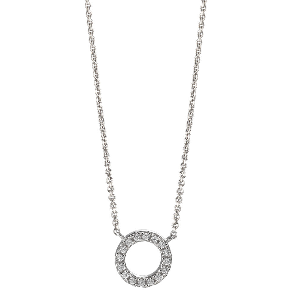 Collier Or blanc 9K Zircone 16 Pierres 40-42 cm