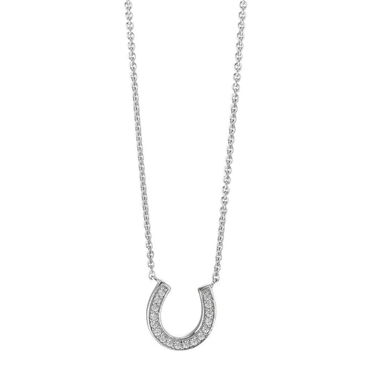 Collier Or blanc 9K Zircone 17 Pierres 40-42 cm