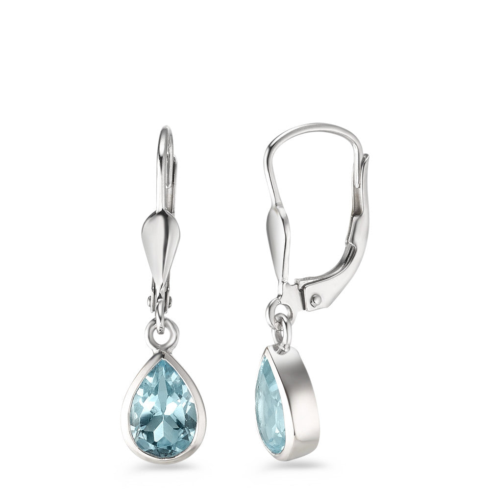 Pendant d'oreilles Or blanc 9K Topaze bleu