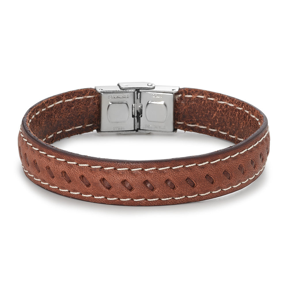 Bracelet Cuir, Acier inoxydable 21 cm