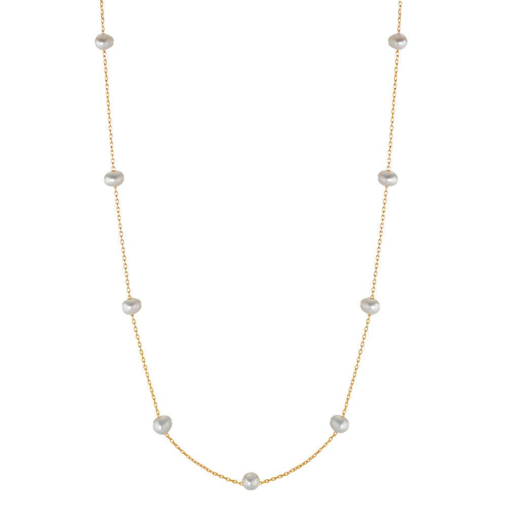 Collier Argent jaune Plaqué or perle d'eau douce 39-44 cm