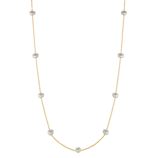 Collier Argent jaune Plaqué or perle d'eau douce 39-44 cm