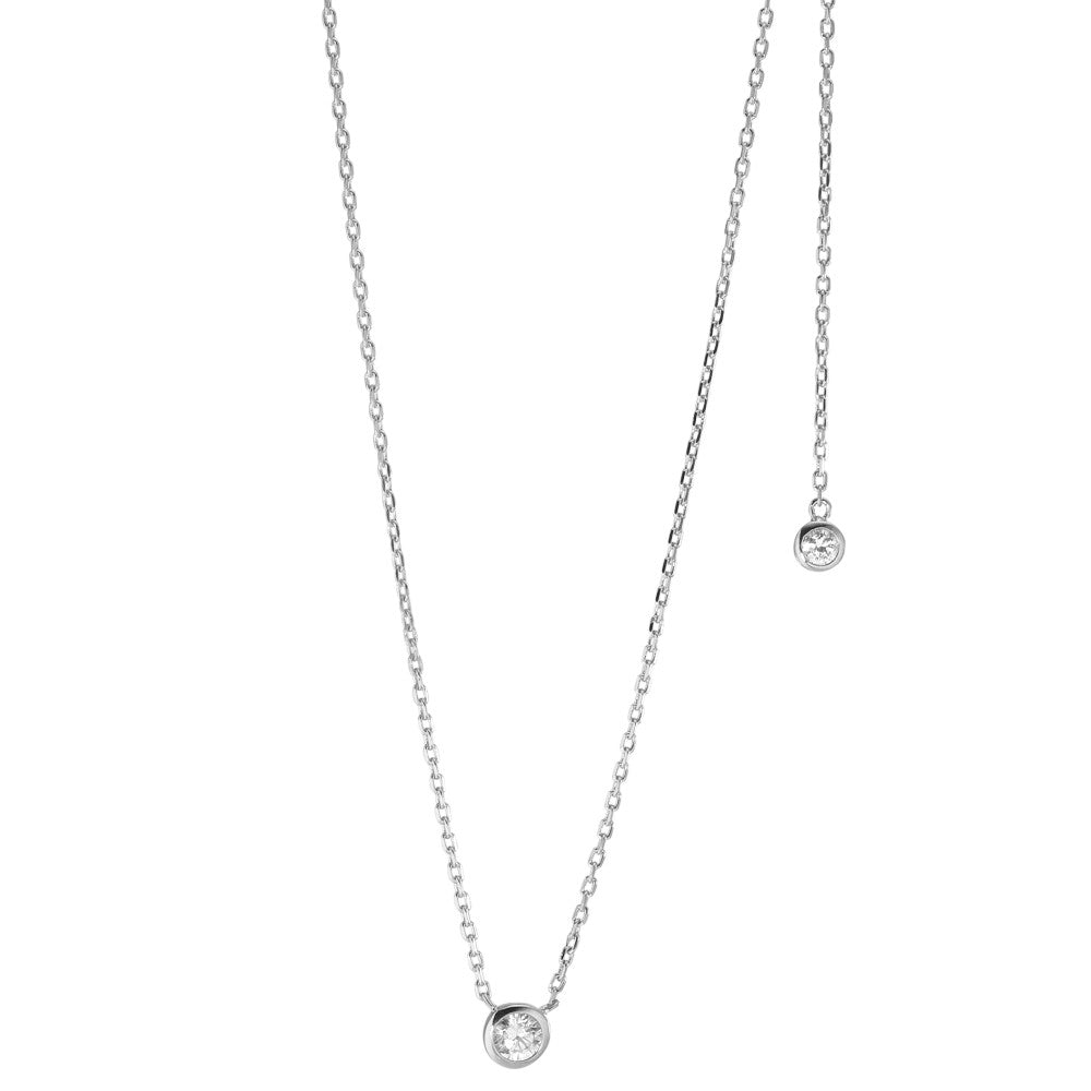 Collier Argent Zircone 2 Pierres Rhodié 40-45 cm