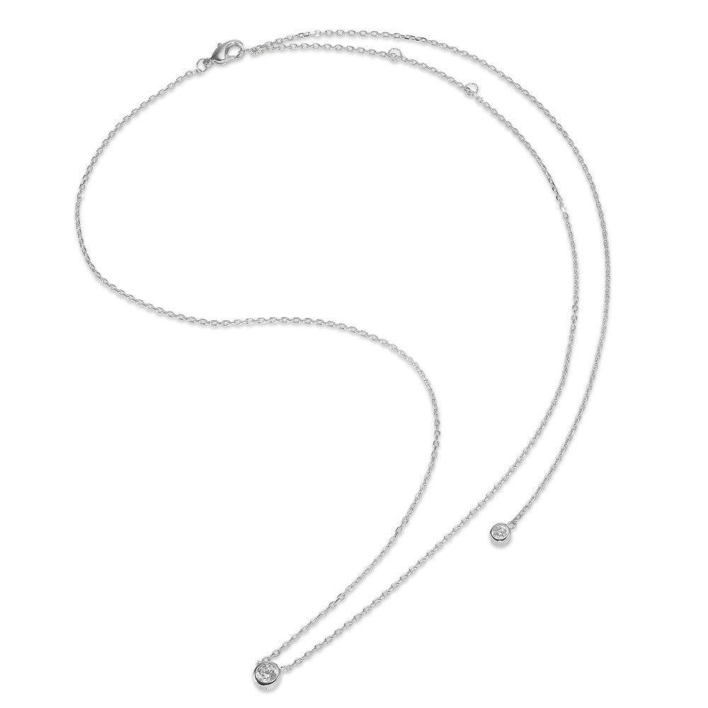 Collier Argent Zircone 2 Pierres Rhodié 40-45 cm