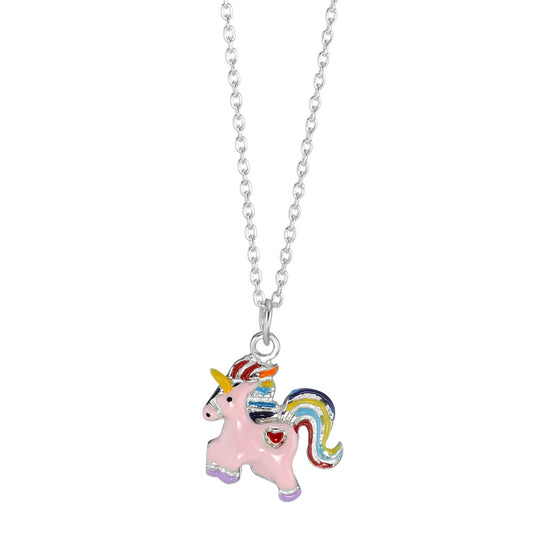 Chaînette avec pendentif Argent Laqué Licorne 36-38 cm