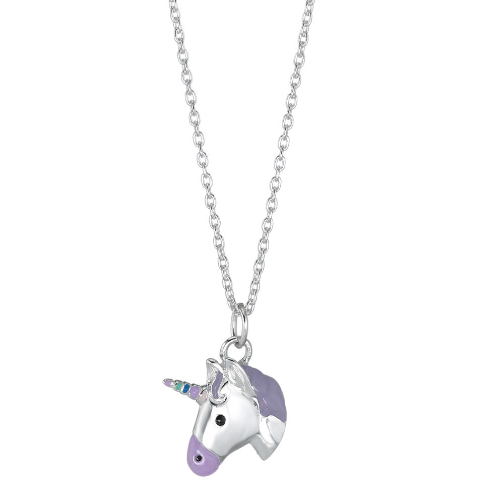 Chaînette avec pendentif Argent Laqué Licorne 36-38 cm