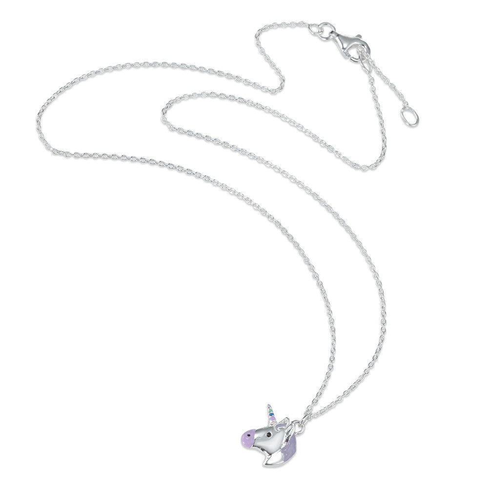 Chaînette avec pendentif Argent Laqué Licorne 36-38 cm