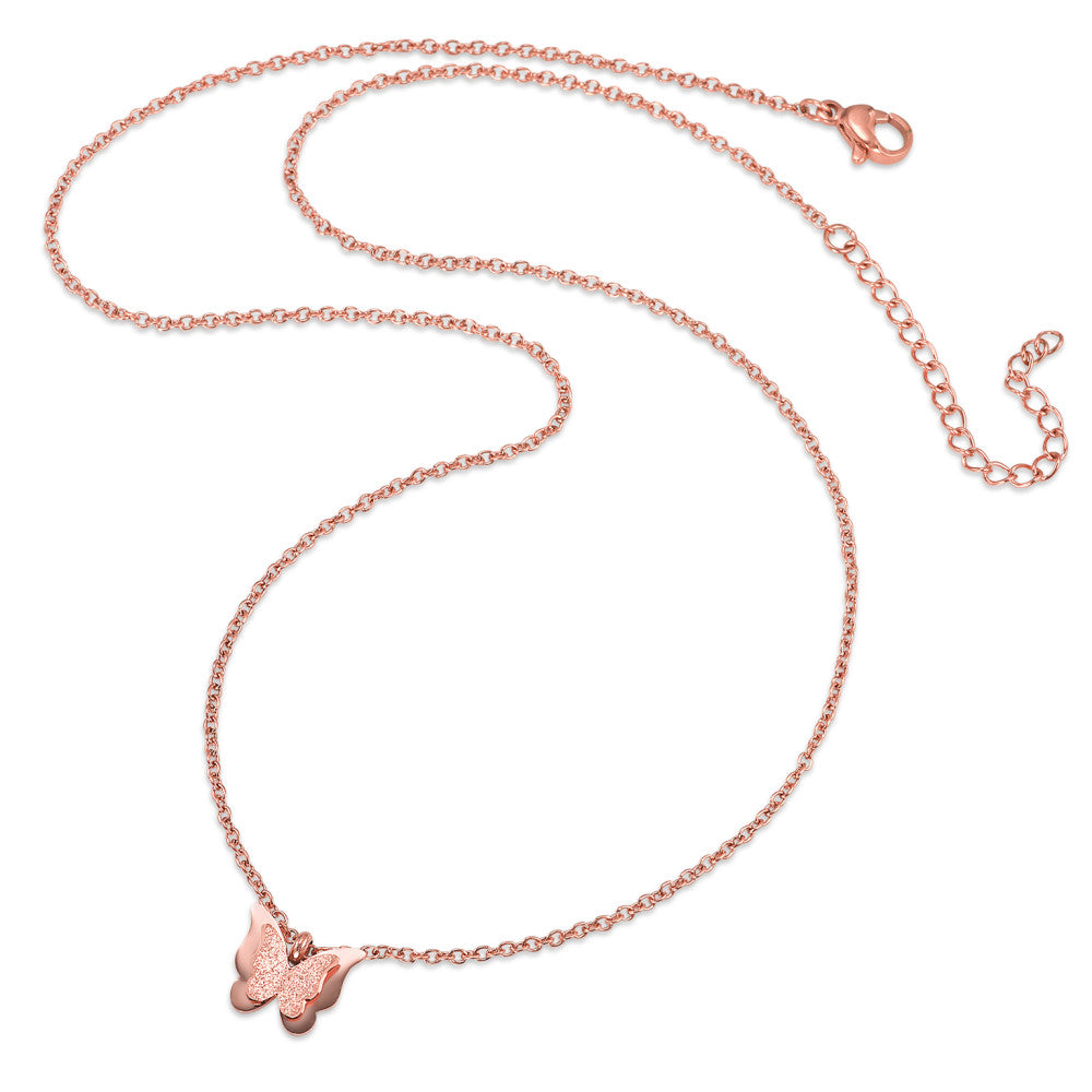 Collier Acier inoxydable rosé PVD Papillon 45-50 cm