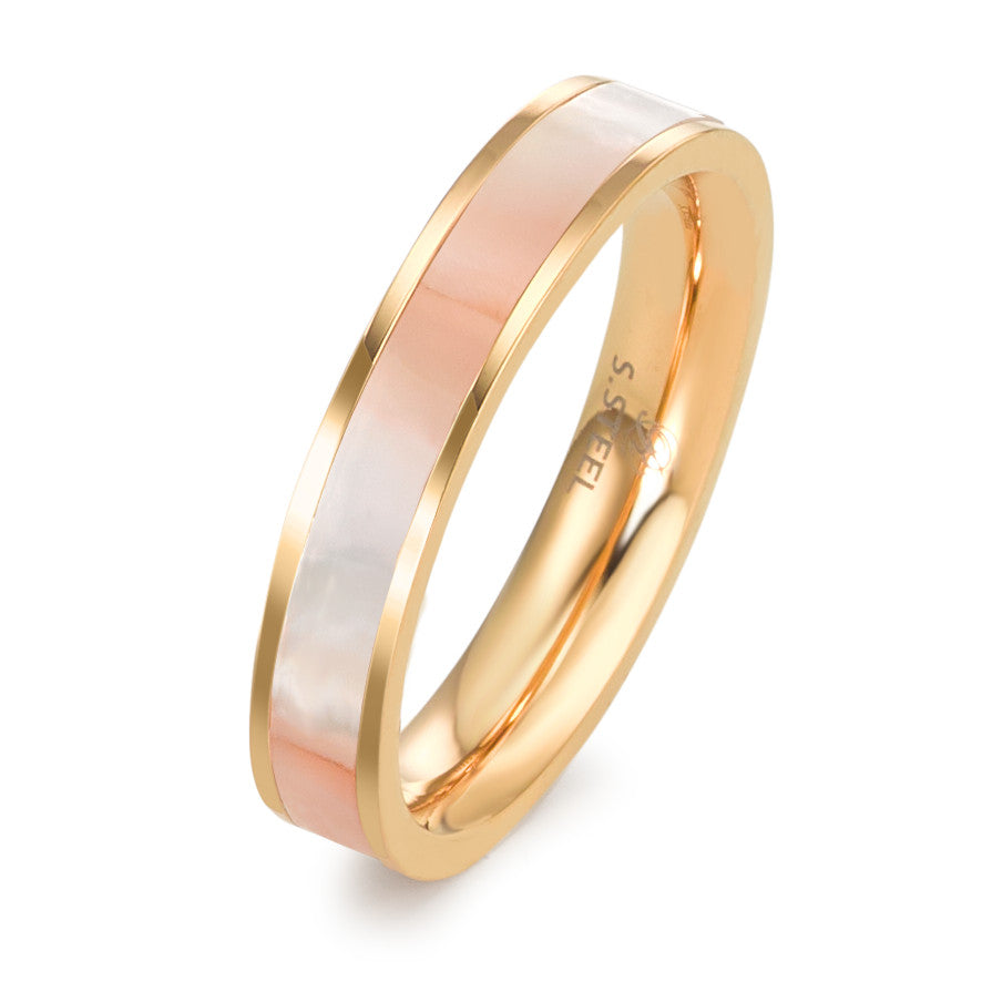 Bague Acier inoxydable jaune PVD nacre