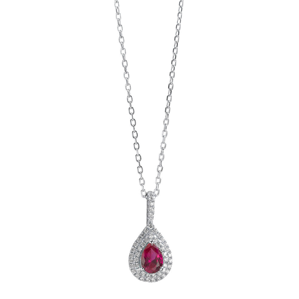 Chaînette avec pendentif Argent Zircone rose Rhodié 40-45 cm