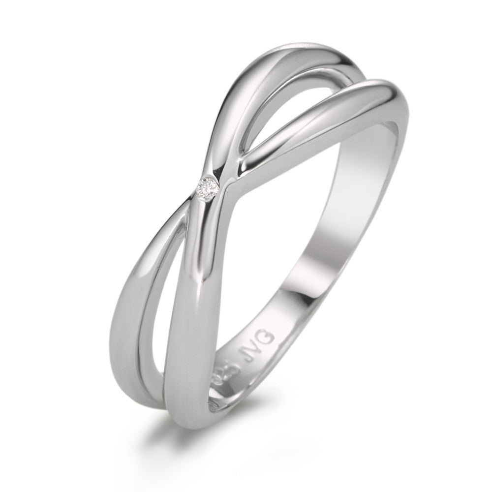 Bague Argent Diamant 0.006 ct, tc-si Rhodié Infini