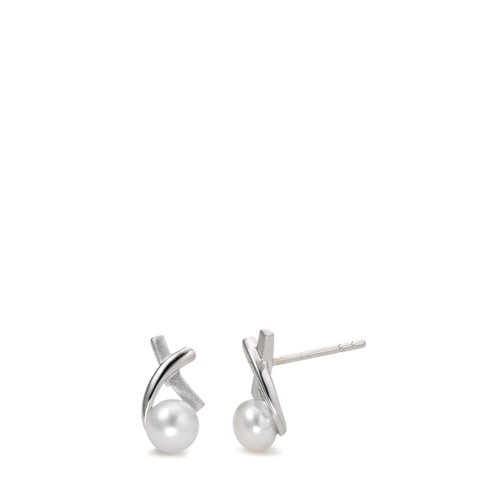 Clous d'oreilles Argent Rhodié perle d'eau douce