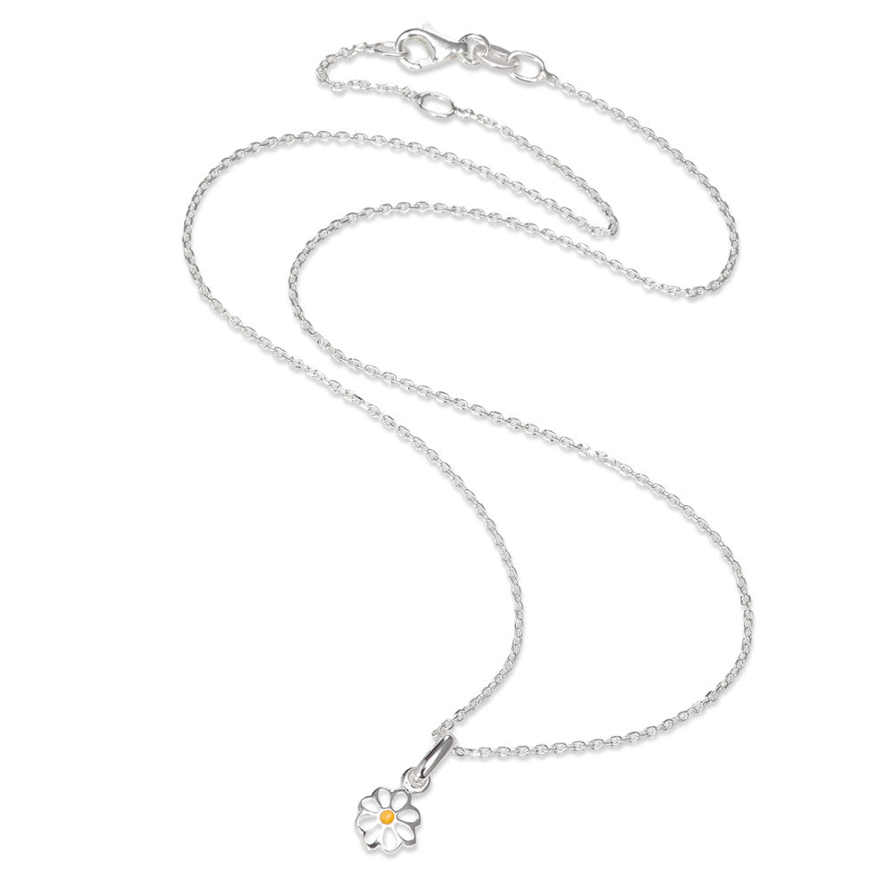 Chaînette avec pendentif Argent Laqué Fleur 36-38 cm