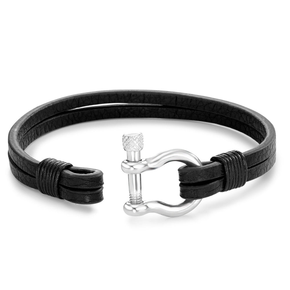 Bracelet Cuir, Acier inoxydable 18.5 cm