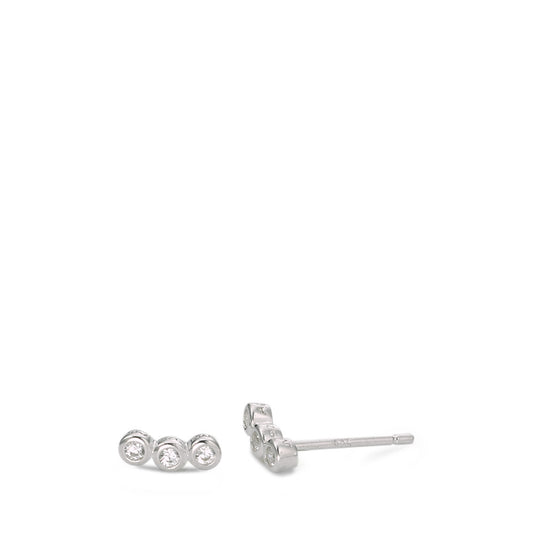 Clous d'oreilles Argent Zircone 3 Pierres Rhodié