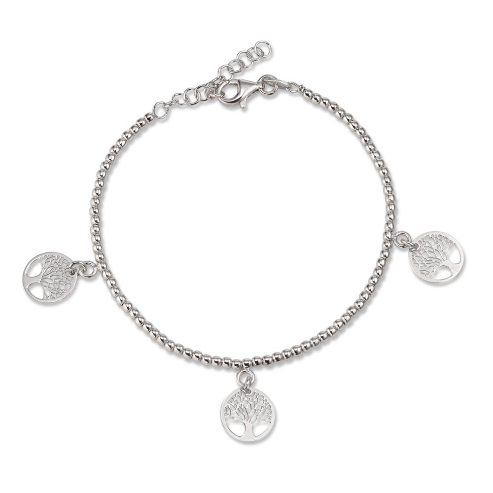 Bracelet Argent Rhodié Arbre de la vie 16-19 cm Ø10 mm