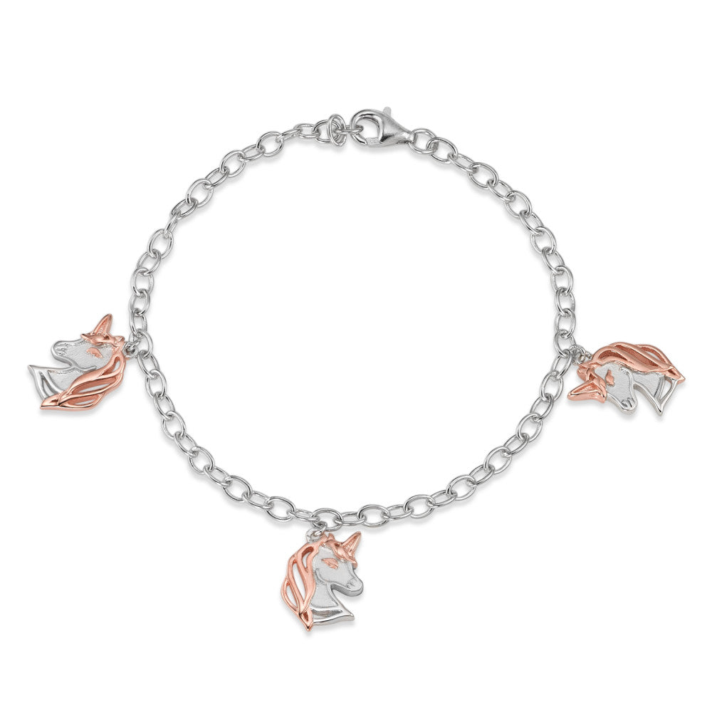 Bracelet Argent rosé Plaqué or Licorne 17.5 cm