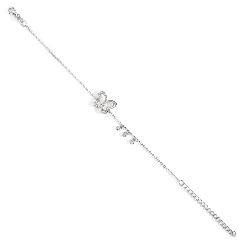 Bracelet Argent Zircone Rhodié Papillon 16-19 cm