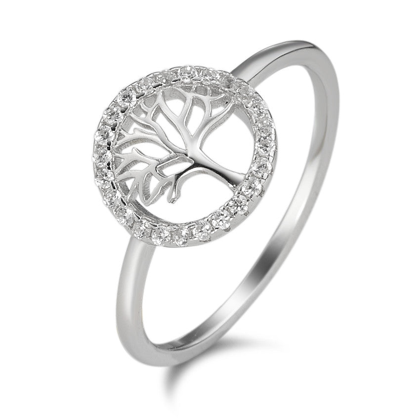 Bague Argent Zircone Rhodié Arbre de la vie Ø10 mm