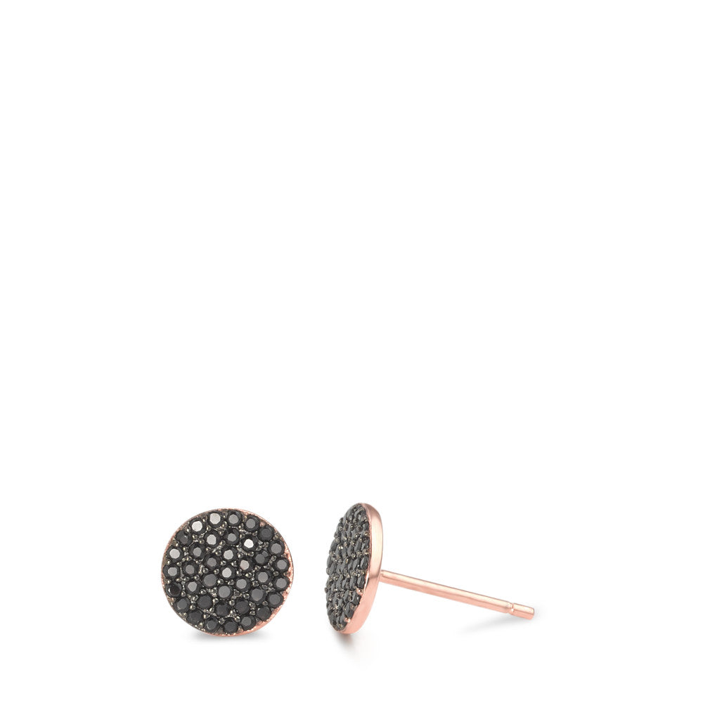 Clous d'oreilles Argent Zircone noir rosé Plaqué or Ø7.5 mm