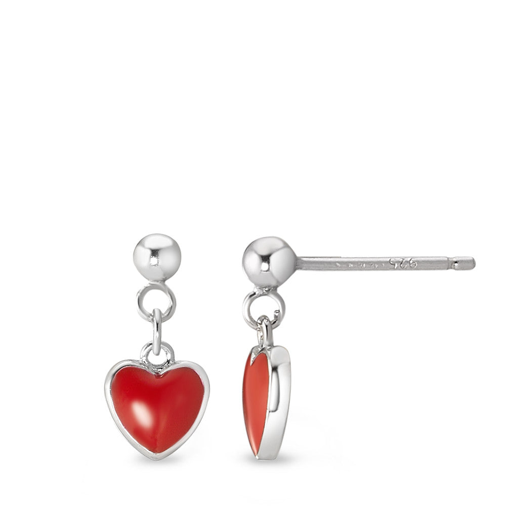 Pendant d'oreilles Argent Émaillé Coeur