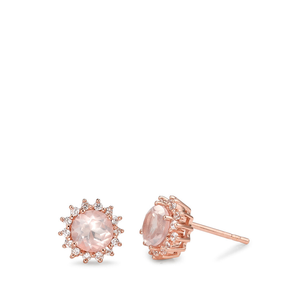 Clous d'oreilles Argent Quartz rose rosé Plaqué or Ø9 mm