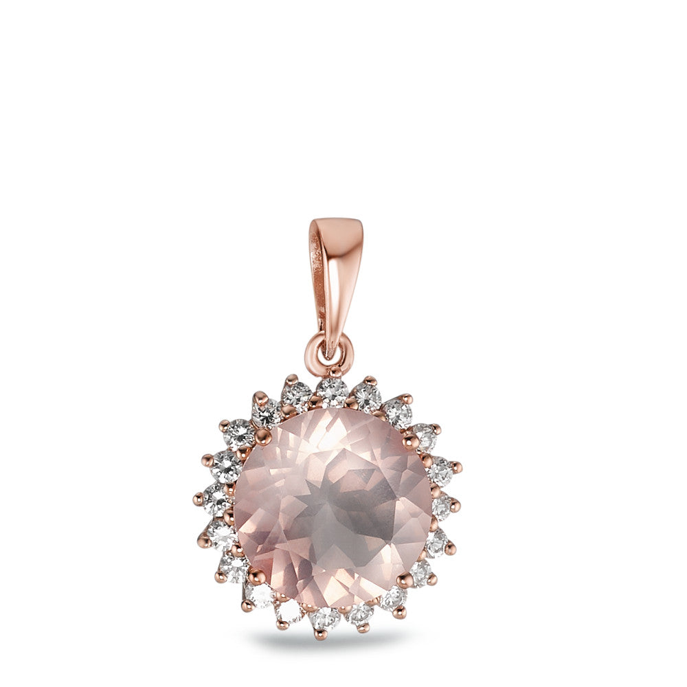 Pendentif Argent Quartz rose rosé Plaqué or Ø13.5 mm