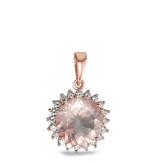 Pendentif Argent Quartz rose rosé Plaqué or Ø13.5 mm