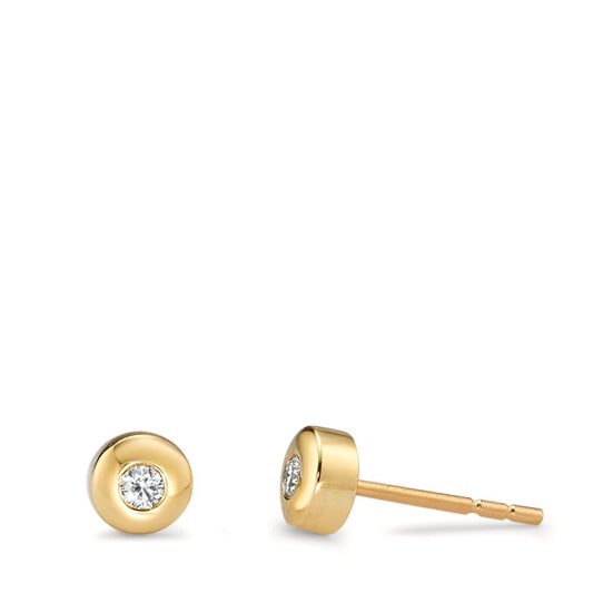 Clous d'oreilles Or jaune 18K Diamant 0.06 ct, 2 Pierres, w-si Ø4.5 mm