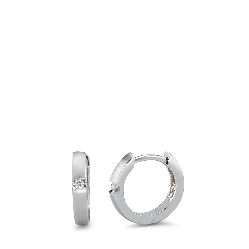 Créoles à charnières Or blanc 18K Diamant 0.03 ct, 2 Pierres, w-si