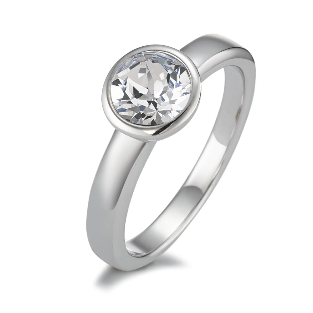 Bague solitaire Argent Zircone Rhodié Ø8 mm