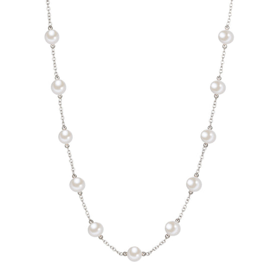 Collier Argent Rhodié perle d'eau douce 63 cm