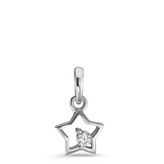 Pendentif Argent Zircone Rhodié Étoile Ø8 mm