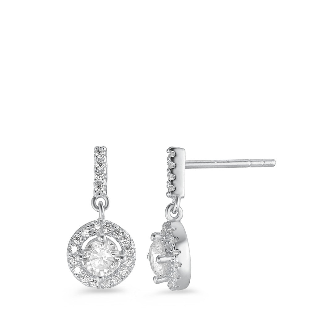 Pendant d'oreilles Argent Zircone Rhodié Ø7 mm