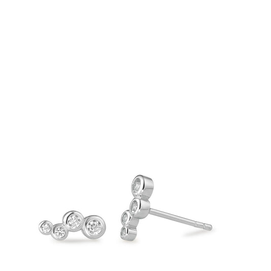 Clous d'oreilles Argent Zircone 8 Pierres Rhodié