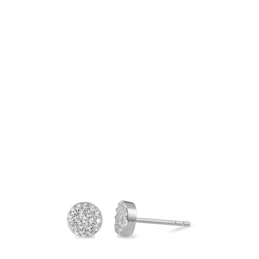 Clous d'oreilles Argent Zircone Rhodié Ø6 mm