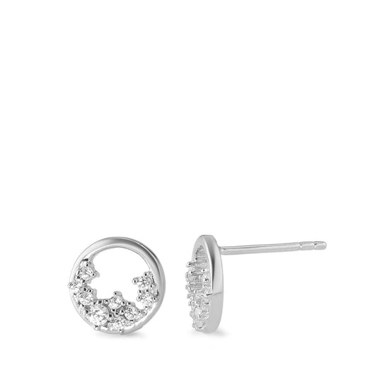 Clous d'oreilles Argent Zircone 18 Pierres Rhodié Ø9.5 mm