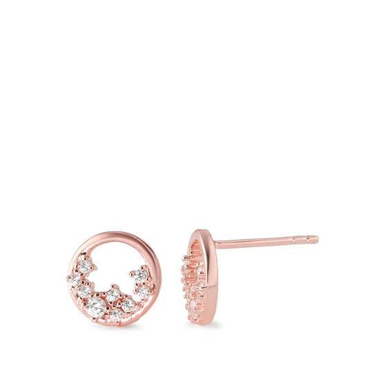 Clous d'oreilles Argent Zircone 18 Pierres rosé Plaqué or Ø9.5 mm