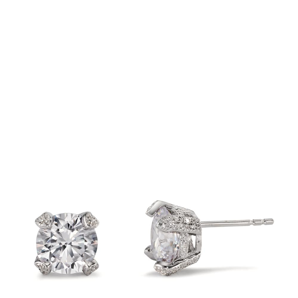 Clous d'oreilles Argent Zircone Rhodié Ø8.5 mm