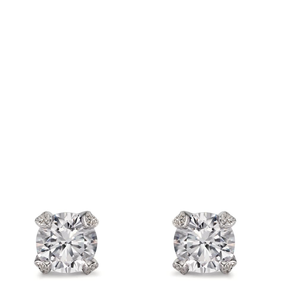 Clous d'oreilles Argent Zircone Rhodié Ø8.5 mm