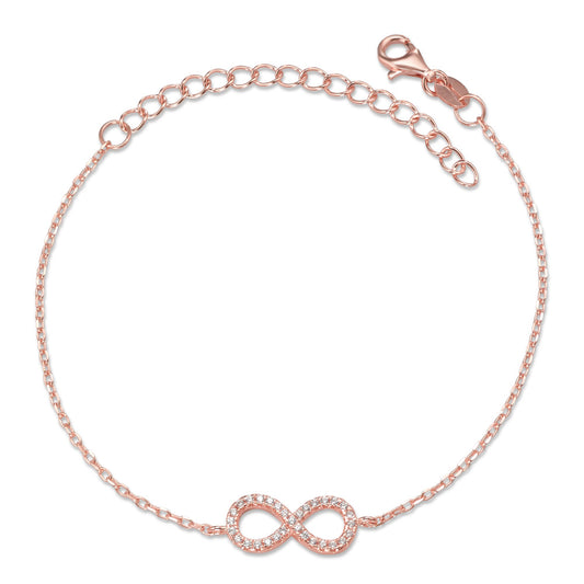 Bracelet Argent Zircone rosé Plaqué or Infini 16-19 cm