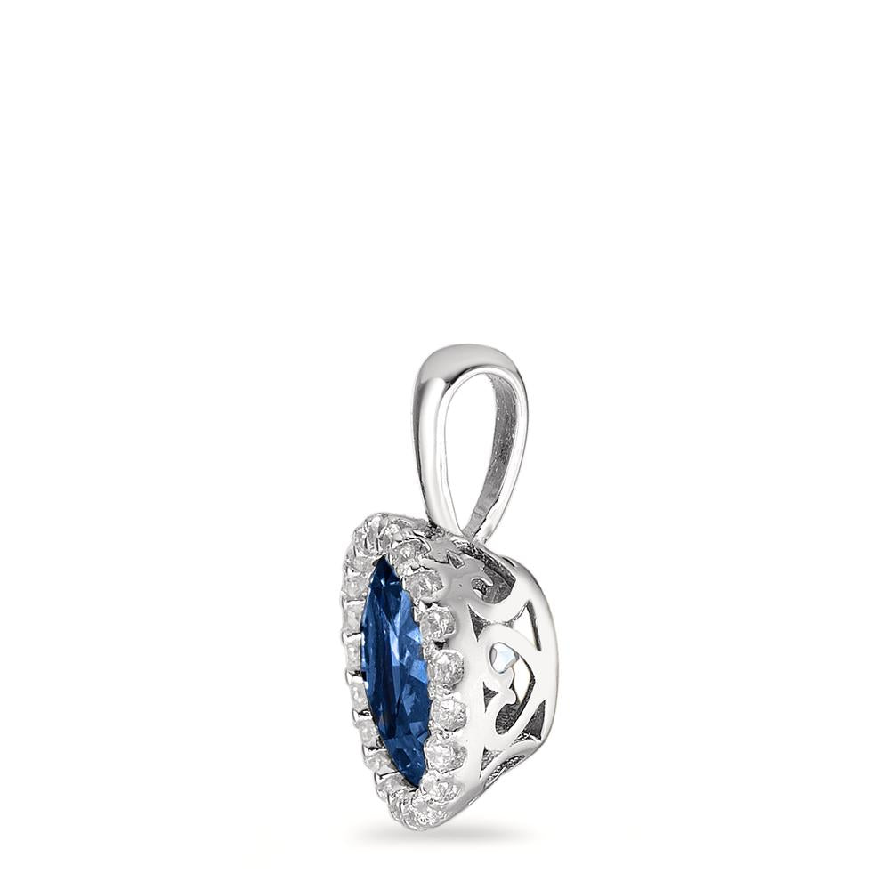 Pendentif Argent Zircone bleu clair Rhodié Ø9 mm