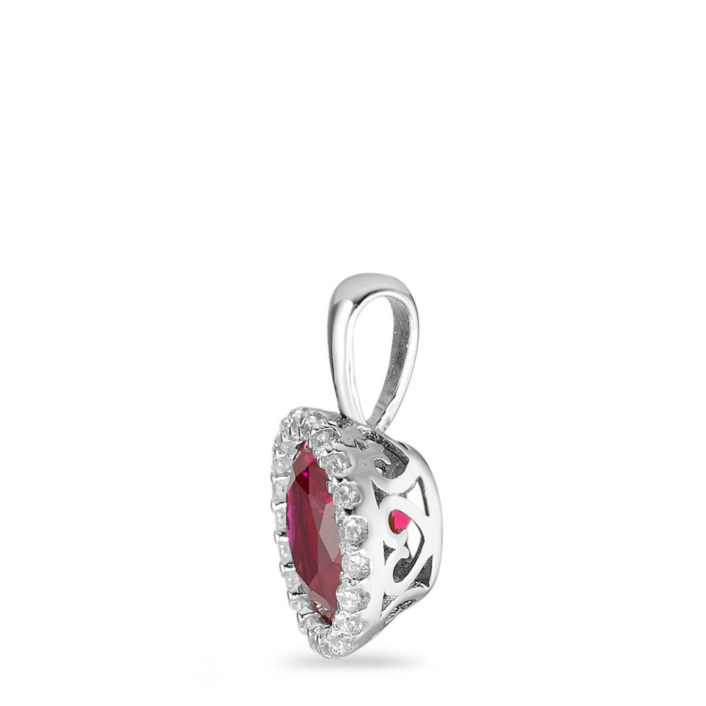 Pendentif Argent Zircone rouge Rhodié Ø9 mm