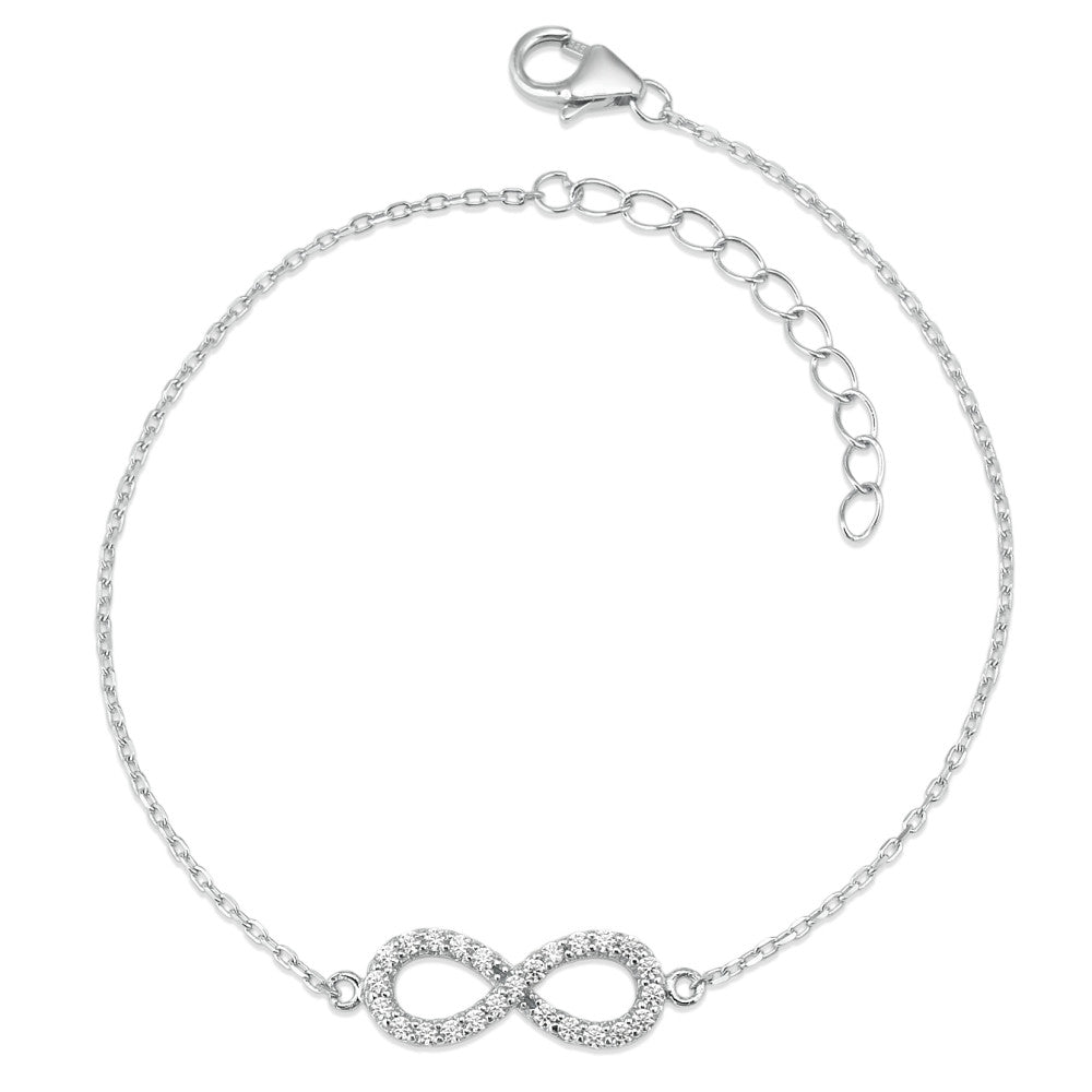 Bracelet Argent Zircone Rhodié Infini 16-19 cm