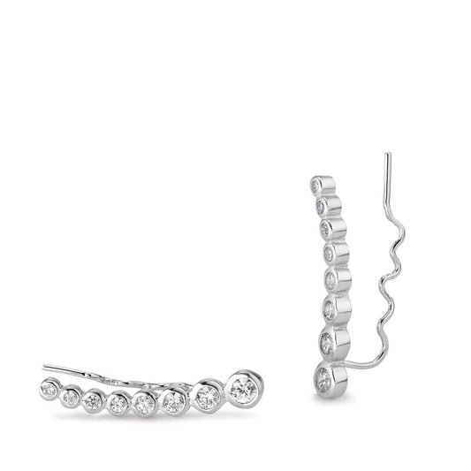 Boucle d'oreille glissante Argent Zircone 16 Pierres Rhodié