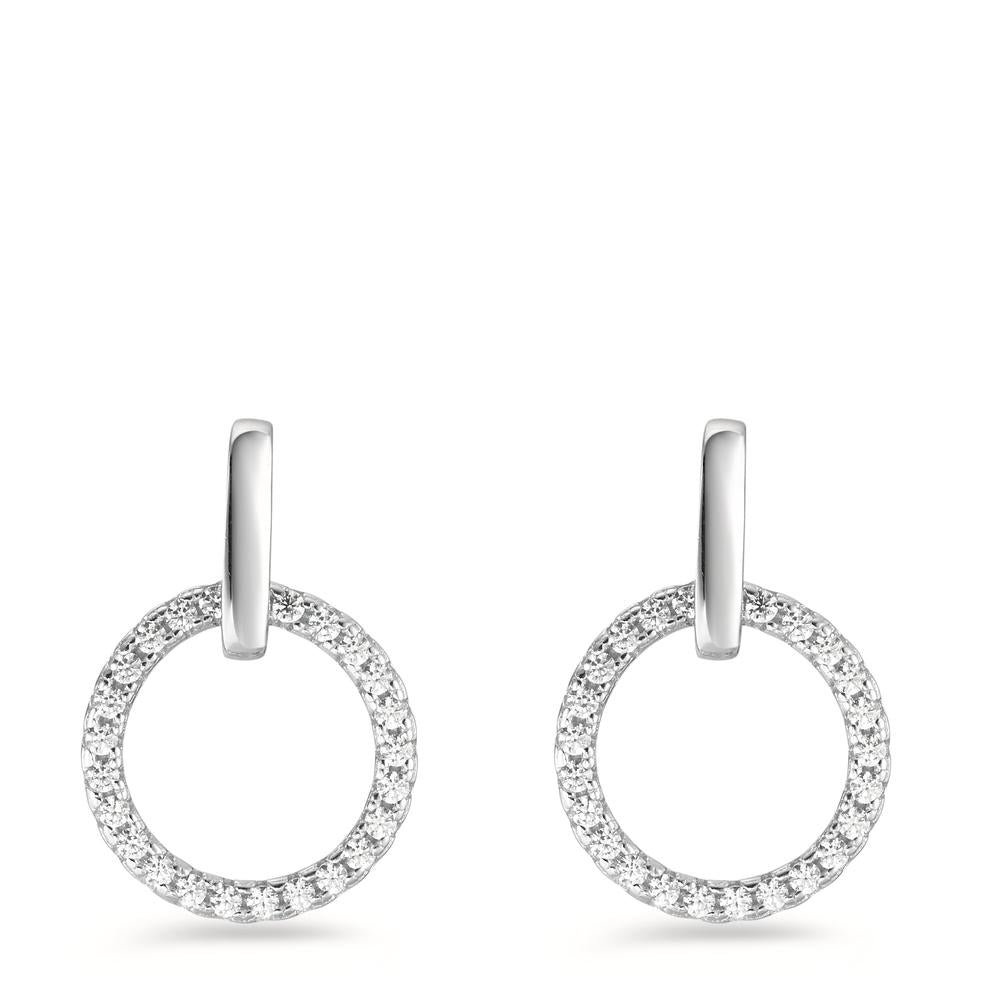 Pendant d'oreilles Argent Zircone Rhodié Ø13 mm