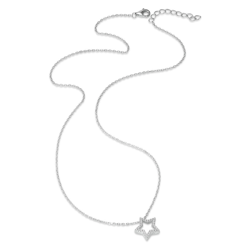 Collier Argent Zircone Rhodié Étoile 40-43 cm